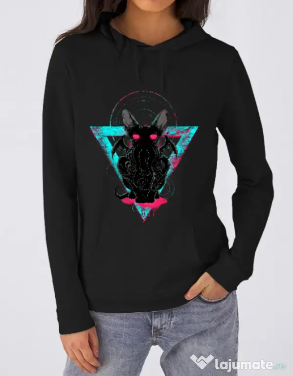 Hoodie dama cu gluga Cathulhu Negru