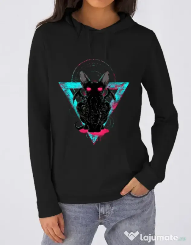 Hoodie dama cu gluga Cathulhu Negru