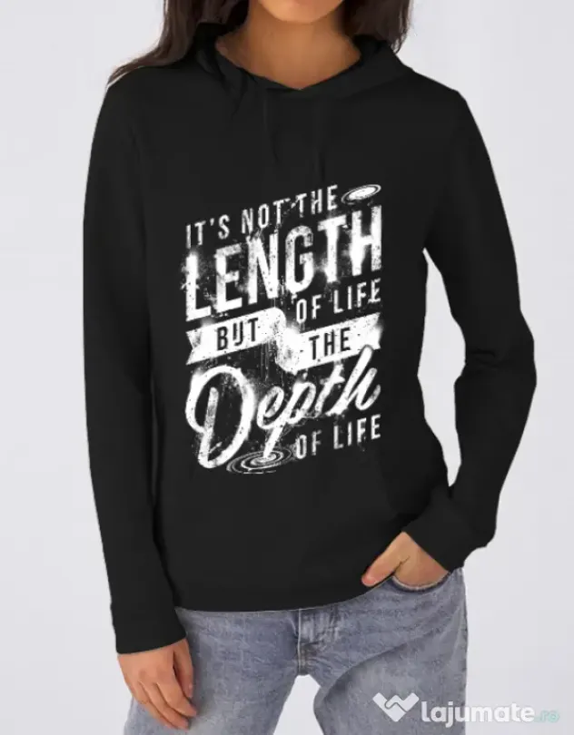 Hoodie dama cu gluga Depth of life Negru