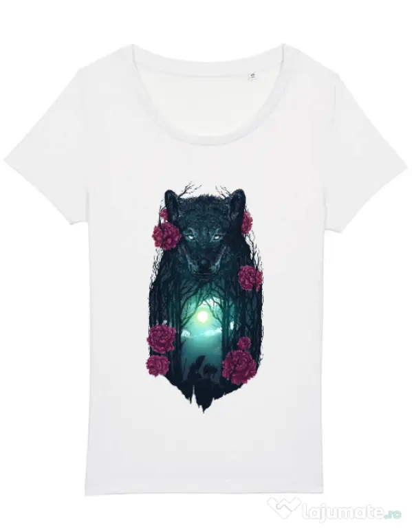 Tricou STANLEY STELLA dama Running with the wolves Alb