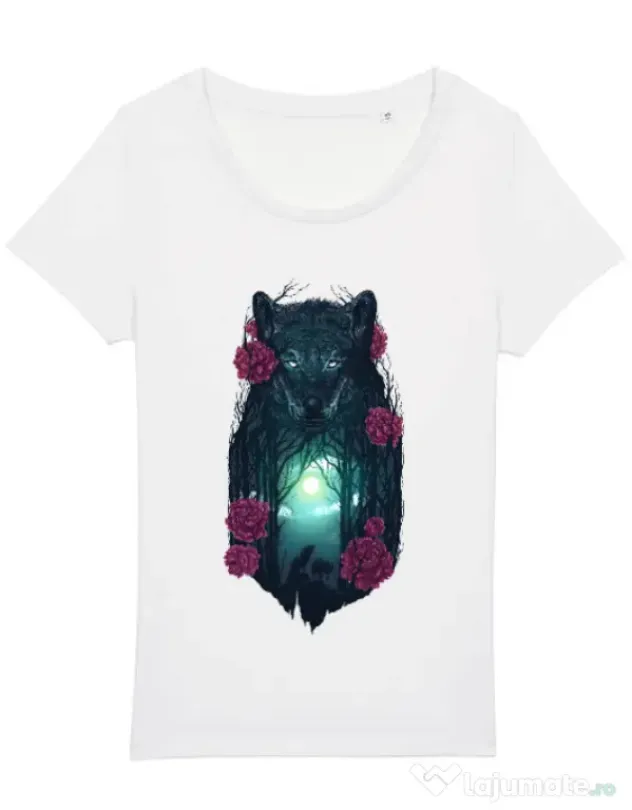 Tricou STANLEY STELLA dama Running with the wolves Alb
