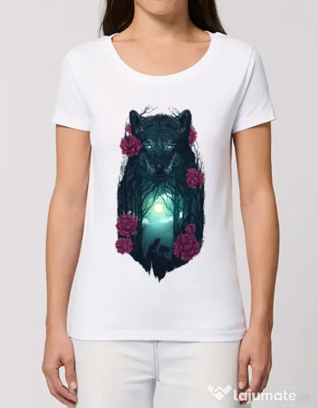 Tricou STANLEY STELLA dama Running with the wolves Alb