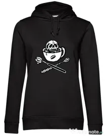 Hoodie dama cu gluga Death before decaf Negru