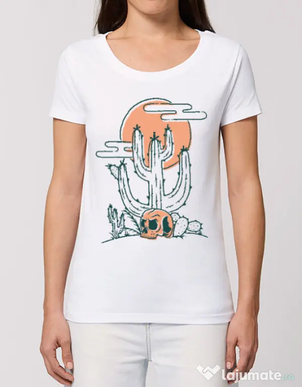 Tricou STANLEY STELLA dama Skull and Cactus Alb