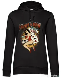 Hoodie dama cu gluga The lucky is now Negru