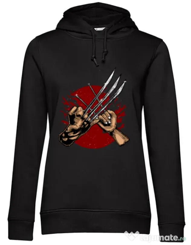 Hoodie dama cu gluga Like father like daughter Negru