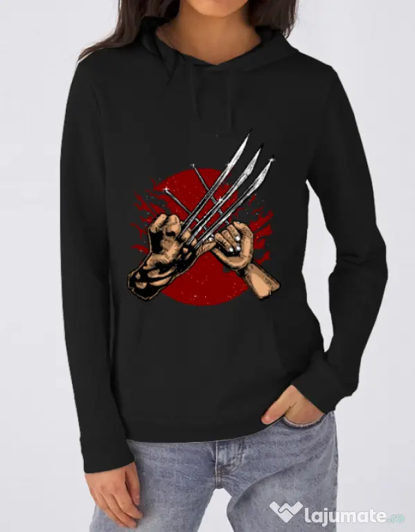 Hoodie dama cu gluga Like father like daughter Negru