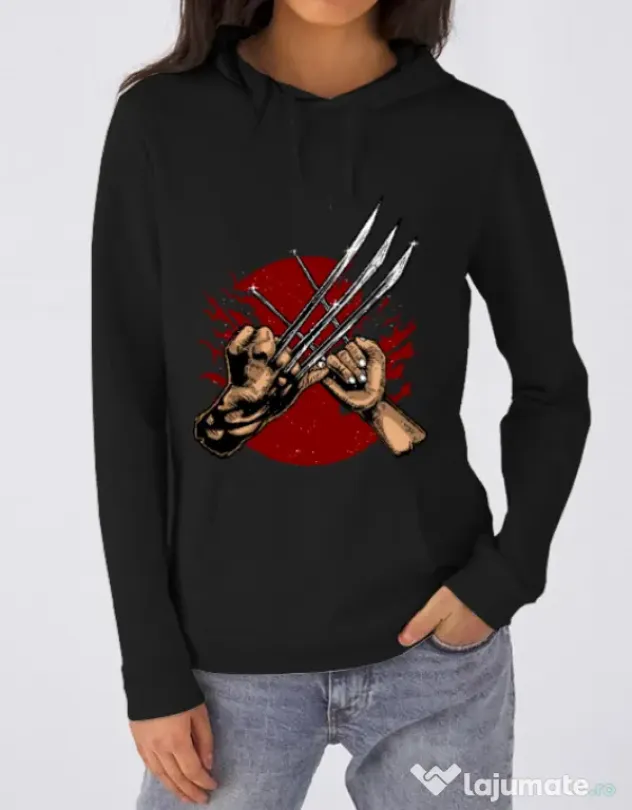 Hoodie dama cu gluga Like father like daughter Negru