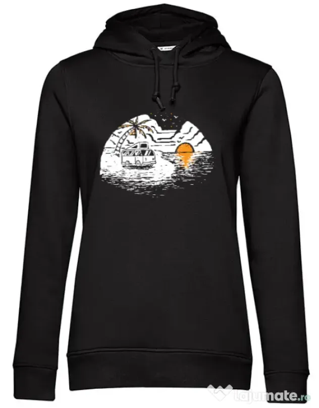 Hoodie dama cu gluga Van beach Negru