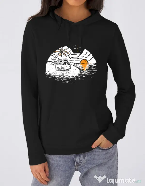 Hoodie dama cu gluga Van beach Negru