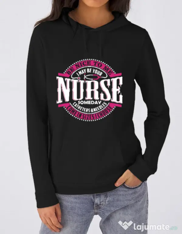 Hoodie dama cu gluga Nice to me Negru
