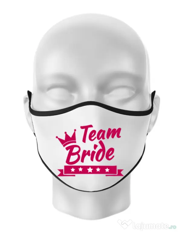 Masca personalizata reutilizabila Team Bride Alb