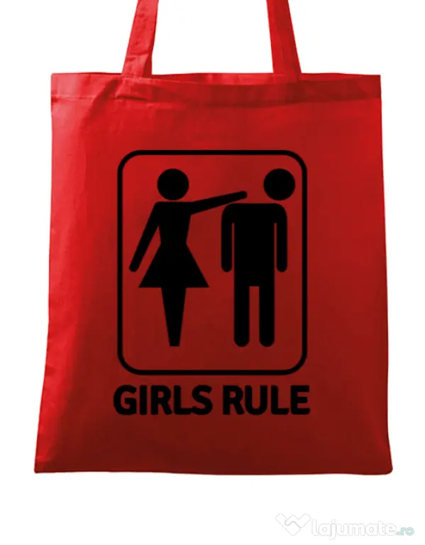 Sacosa personalizata Burlacite Girls rule Rosu