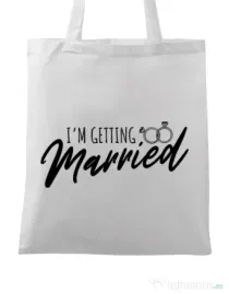 Sacosa personalizata Mireasa Im getting married Alb