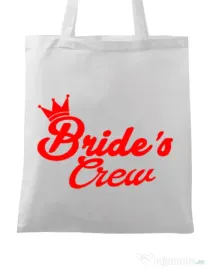 Sacosa personalizata Petrecerea burlacitelor Brides crew Alb