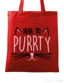 Sacosa personalizata Petrecerea burlacitelor Here to purrty Rosu