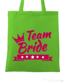 Sacosa personalizata Petrecerea burlacitelor Team Bride Verde