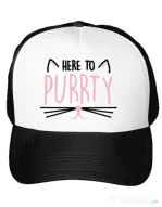 Sapca personalizata Petrecerea burlacitelor Here to purrty Alb
