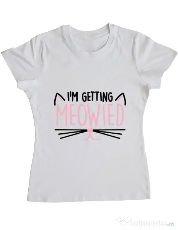 Tricou Mireasa ADLER Im getting meowied Alb