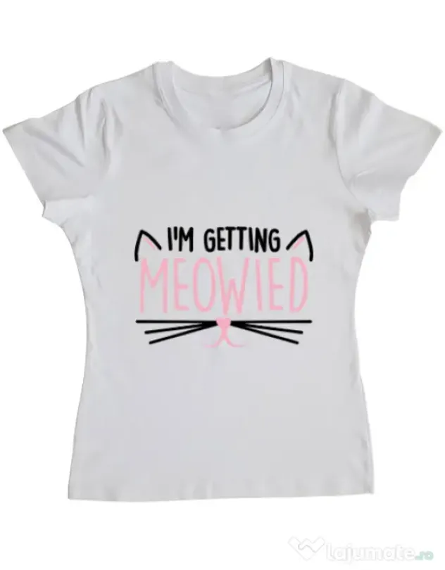 Tricou Mireasa ADLER Im getting meowied Alb