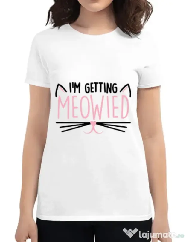 Tricou Mireasa ADLER Im getting meowied Alb