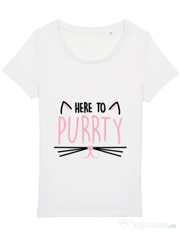 Tricou Petrecerea burlacitelor STANLEY STELLA Here to purrty Alb