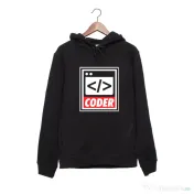 Hanorac personalizat negru unisex Coder 