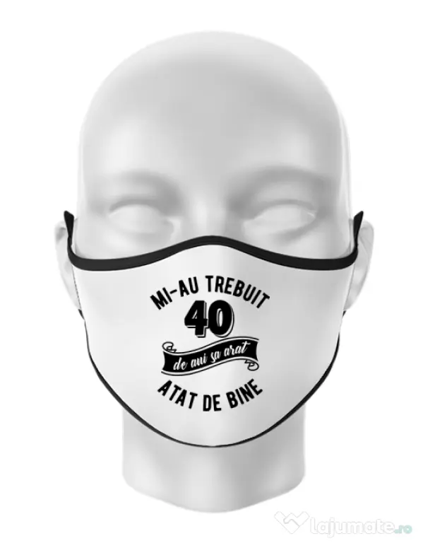 Masca personalizata reutilizabila 40 de ani Alb