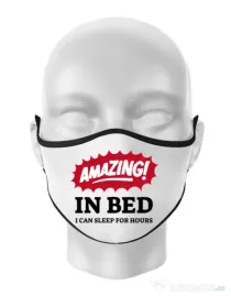 Masca personalizata reutilizabila Amazing in bed Alb