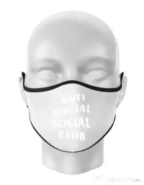 Masca personalizata reutilizabila Anti social Alb