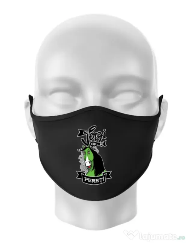 Masca personalizata reutilizabila Cai verzi Negru