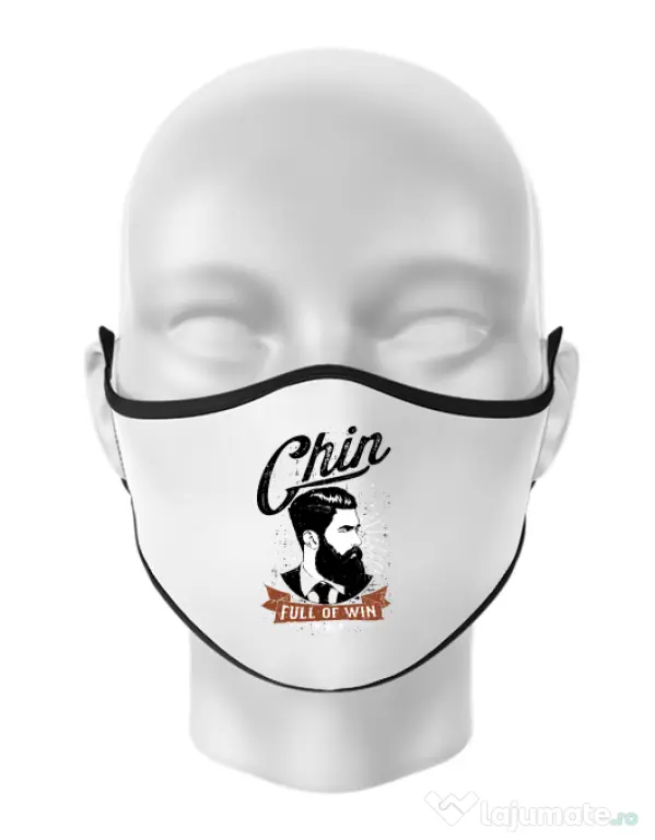 Masca personalizata reutilizabila Chin full of win Alb
