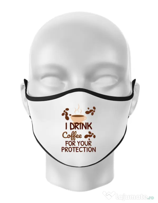 Masca personalizata reutilizabila Coffee for protection Alb