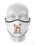 Masca personalizata reutilizabila Coffee for protection Alb