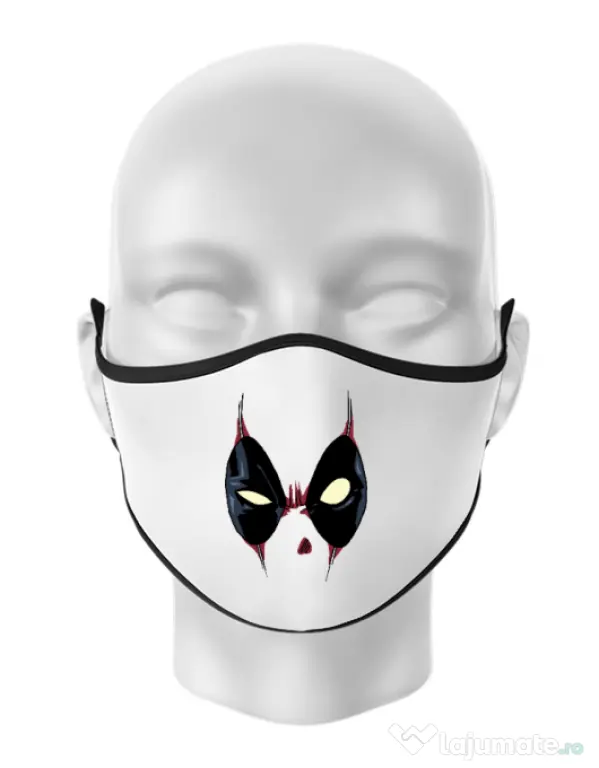 Masca personalizata reutilizabila Deadpool mask Alb