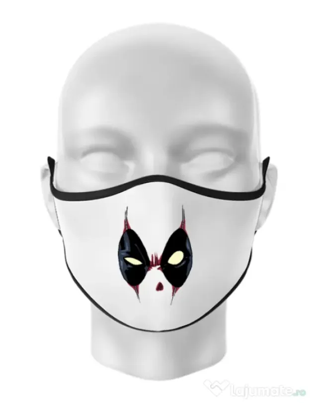 Masca personalizata reutilizabila Deadpool mask Alb