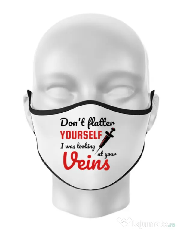 Masca personalizata reutilizabila Don’t flatter yourself Alb