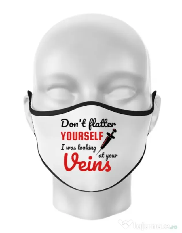 Masca personalizata reutilizabila Don’t flatter yourself Alb