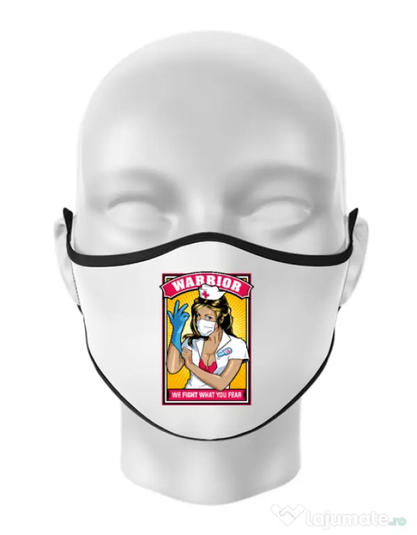 Masca personalizata reutilizabila Fight what we fear Alb