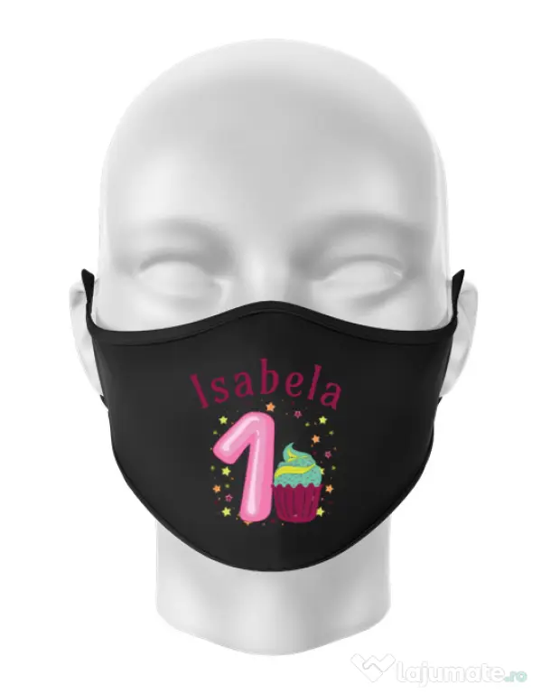 Masca personalizata reutilizabila First Birthday Negru