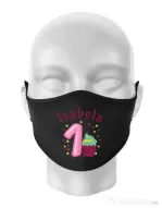 Masca personalizata reutilizabila First Birthday Negru