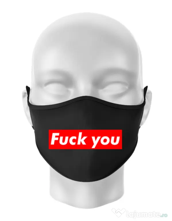 Masca personalizata reutilizabila Fuck you Negru