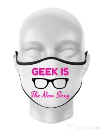Masca personalizata reutilizabila Geek is the new sexy Alb