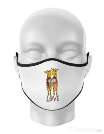 Masca personalizata reutilizabila Giraffes love Alb