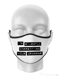 Masca personalizata reutilizabila Grammar nazi Alb