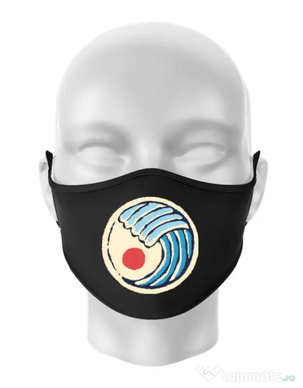 Masca personalizata reutilizabila Great wave Negru