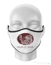 Masca personalizata reutilizabila Hear me roar Alb