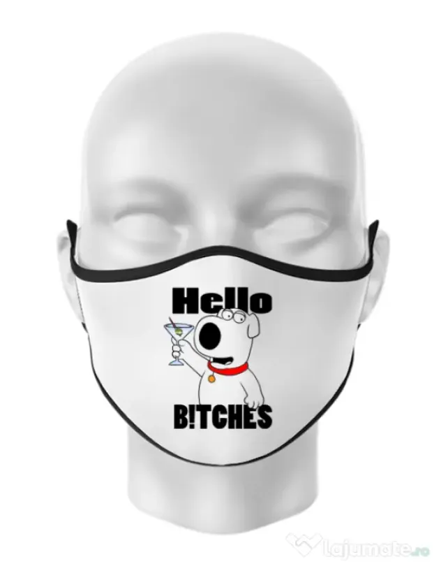 Masca personalizata reutilizabila Hello bitches Alb