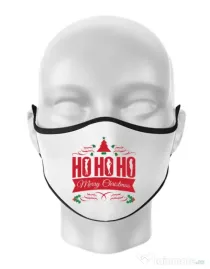 Masca personalizata reutilizabila Ho ho ho Merry Christmas Alb