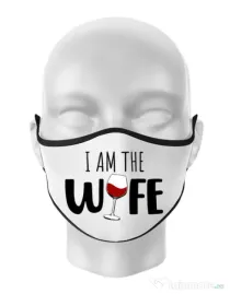 Masca personalizata reutilizabila I am the wife Alb